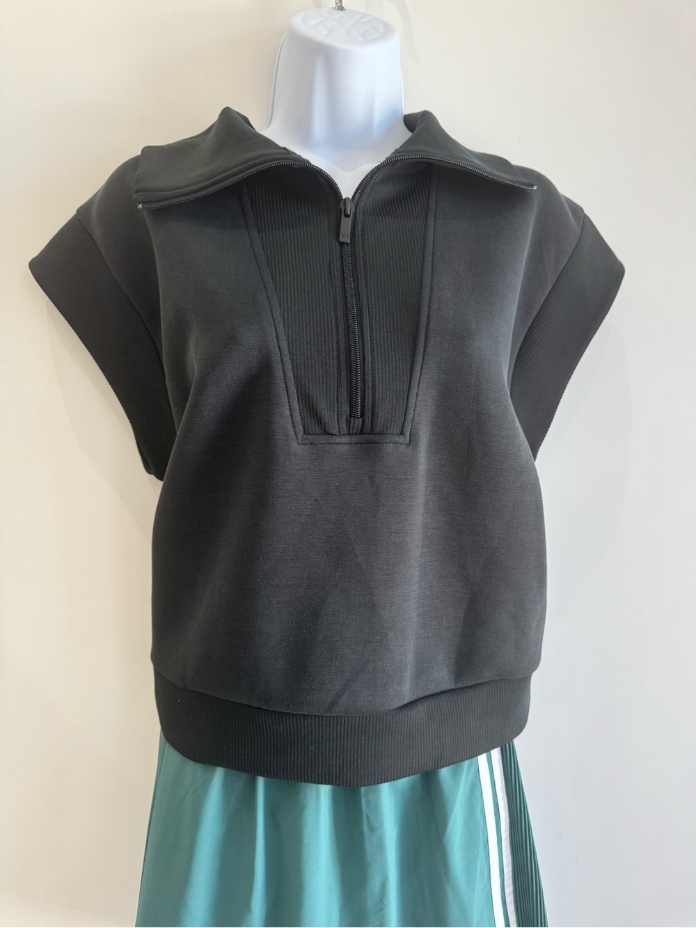 all in motion Black Short-Sleeve Half-Zip Sweat Top